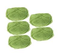 Holibanna 5Pcs 5-Ply Milk Cotton Yarn for Knitting and Crochet, 100% Pure Cotton Hand Weaving Thread, Soft Gradient Green DIY Craft Yarn for Handmade Sweaters and Macrame Projects