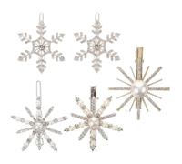 Holibanna 5pcs Delicate Silver Snowflake Hairpins with Pearl and Faux Diamond Accents, Lightweight Hair Barrettes that Hold Hairstyle Firmly, Hair Accessories for Valentine's