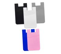 Holibanna 5Pcs Double Layer Silicone Phone Card Holders Adhesive Back Pouches for Credit Cards and Ids Durable Stick Wallet Cases Black White Gray Pink Blue