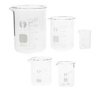 Holibanna 5pcs Glass Beakers Set 10ml 25ml 50ml 100ml 250ml Low Form Laboratory Measuring Cups for Science Experiments and Chemical Mixing