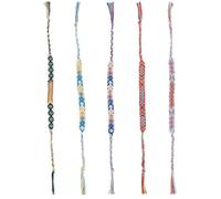 Holibanna 5pcs Nepalese Ethnic Style Hand Woven Bracelets Mixed Colors Wrist Chains for Men and Women Boho Hand-knitted Wrist Straps Fashionable Handmade Bangles for Casual Wear Random Color