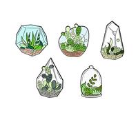 Holibanna 5pcs Plants Brooch Pins Sets Aloe Eucalyptus Cactus Succulent Plants Fashion Lapel Pins Decorative Clothing Badge for Backpacks Hats Bags Women Girls Kids present