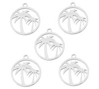 Holibanna 5pcs Stainless Steel Palm Charm Pendants Coconut Tree DIY Jewelry Accessories Lightweight Tropical Hawaiian Design for Necklaces Bracelets Keychains