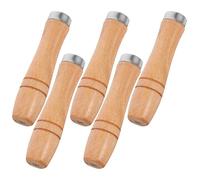 Holibanna 5Pcs Wooden File Handles with Iron Collar, 10Cm Hardwood Replacement Spade and Round File Tool Grips, Ergonomic Wooden Handles for Screwdrivers and Hand Drills, Craft and Workshop