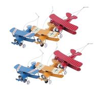 Holibanna 6 Pcs Vintage Iron Biplane Model Retro Metal Airplane Figurines for Home Office Desk Decor Educational Birthday