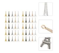 Holibanna 60 Pcs Retro Alloy Eiffel Tower Pendant Jewelry Accessories with Hanging Circle for DIY Necklace Bracelet Keyring Random Color Bulk for Party Favors and Random Color