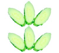 Holibanna 6pcs Artificial Cucumber Slices Pvc Simulation Vegetable Model High Simulation Design and Vivid Colour Feeling, Not Easy to Deform Or Break, for Display and Party Decoration