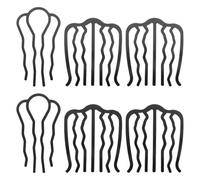 Holibanna 6pcs Black U Shaped Hair Fork Clip for Women, Metal Wave Shaped Side Comb with Strong Hold, Quick and Stylish Hair Accessory for Party and Daily Use