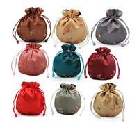 Holibanna 6pcs Chinese Style Embroidery Coin Bag Vintage Purse Drawstring Buddhist Bead Bag for Girls for Wedding Favors and Daily Use
