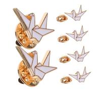 Holibanna 6pcs Cute Metal Origami Crane Brooch Pins Cartoon Pin Badges for Women Aesthetic Lapel for Clothes Backpacks Sweaters Daily Wear Accessories