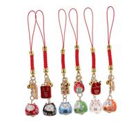 Holibanna 6pcs Japanese Luck Cat Hanging Pendant Cat Ornaments for Bag Backpack and Keychain Decoration Includes Designs Peace Smooth Sailing and Love