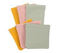 Holibanna 6pcs Mini Pouch Bag Self Closing Makeup Organizer for Travel Compact Cosmetic Storage Bright Yellow Matcha Green Cherry Blossom No Zipper Portable Pouches for Lipstick Keys Jewelry