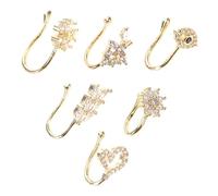 Holibanna 6Pcs Non Pierced Nose Rings with Adjustable Clip Design Nose Featuring Leaf Star and Moon Patterns Fashion Jewelry for Men and Women