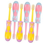 Holibanna 6pcs Oral Care Manual Toothbrushes with Suction Cup Base Soft Ultra Fine Bristles Protect Teeth and Gums Cute Cartoon Pig Design for Boys and Stable Stand for Easy Use Random Color