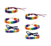 Holibanna 6pcs Rainbow Woven Bracelets Unisex Adjustable Pride Wristbands Cotton Friendship Bands for Women Men Daily Wear Gay Pride Accessories