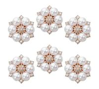 Holibanna 6pcs Rhinestone Flower Pearl Cufflinks for Men’s Dress Shirts - Detachable Alloy Sleeve Button Covers - Tuxedo Accessories for Wedding and Formal Wear