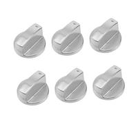 Holibanna 6pcs Zinc Alloy Gas Stove Replacement Knobs Brushed Metal Silver round Design Universal Fit for Cooker Hob Switch Control