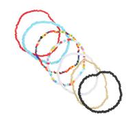 Holibanna 7Pcs Beaded Wrist Chains Single Layer Handmade Stretch Bracelets Lightweight Accessories for Women Party Travel Daily Use Gift