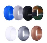 Holibanna 7pcs Silicone Rings for Men Rubber Finger Rings Wedding Bands Grey Camouflage Couples Lovers