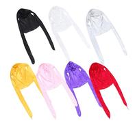 Holibanna 7Pcs Silk Durag Breathable Long Tail Head Wraps for Men Women Smooth and Moisturizing Lightweight Durable for Sleep and Wave Making Purple Black White Pink Burgundy Gray Gold