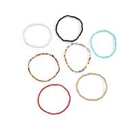 Holibanna 7Pcs Simple Handmade Elastic Ankle Pendants Colorful Wrist Chains for Women Durable Beaded Ankle Jewelry for Parties Daily Wear and Banquets