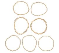 Holibanna 7Pcs Stackable Gold Beaded Stretch Bracelets for Women, Chunky Friendship Boho Jewelry Set, Bridal Party Favor and Bridesmaid Strand Accessories