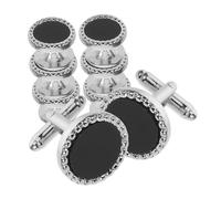 Holibanna 8pcs Black Acrylic Cufflinks and Shirt Studs for Men Round Tuxedo Shirt Buttons Formal Wedding Business Suit Accessories Groom Gift