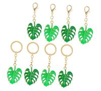 Holibanna 8pcs Creative Keyring with Hollow Leaf Design Unique Hanging Pendant Accessories for Bags and Keys Deep Green Colors
