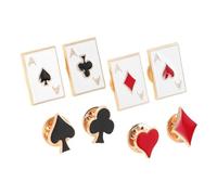 Holibanna 8pcs Fashionable Playing Card Lapel Pin Metal Brooch for Suit Shirt and Jackets Versatile Collar Pin Accessory Adds A Touch of Personality to Any Outfit
