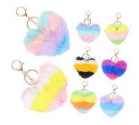 Holibanna 8pcs Fuzzy Heart Keychain Soft Purse Charm Accessories for Handbags for Women Various Occasions