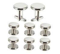 Holibanna 8pcs Mens Cufflinks and Studs Set Classic Round Enamel Finish French Cuff Shirt Accessories for Business Weddings Formal Events