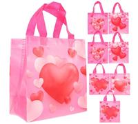 Holibanna 8Pcs Non-Woven Fabric Bags Set with Handles, 8.5X9In Valentine’S Day Heart Present Wraps for Birthday and Holiday Packaging