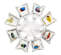 Holibanna 8Pcs Resin Goldfish Charms Fish in Bag Keychain Mini Reef Fish Pendants for DIY Jewelry Making Ocean Style Plastic Water Bag Charms