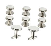 Holibanna 8pcs Round Shape Male Cuff Links and French Style Shirt Studs Set White for Business Wedding Banquet Ceremony