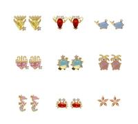 Holibanna 9Pairs Ocean Ear Studs Earrings with Zircon Stylish Ocean Animal Designs for Women for Casual and Elegant Looks