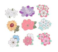 Holibanna 9pcs Floral Enamel Brooch Pins Elegant Cartoon Cherry Blossom Metal Lapel Badge for Women Men Versatile Backpack Jacket Hat Accessories with Polished Finish