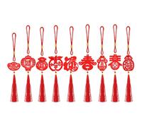 Holibanna 9pcs Red Chinese Tassels Ornament with Synthesis Material, Decorative Hanging Pendants for Home and Chinese New Year Festival, for Malls and Office Decoration Assorted style