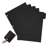 Holibanna A4 3-Ring Binder Dividers, 5pcs Black Plastic Tab Dividers with Removable Rings, Pp Index Separator Pages for Office and School Organizing