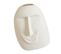 Holibanna Abstract White Ceramic Face-shaped Vase for Floral Arrangement and Home Decoration, Creative Minimalist Porcelain Pot Suitable for Desktop Use