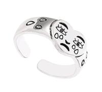 Holibanna Adjustable Alloy Ring for Women Love Heart Shape, Retro Style Silver Finger Ring, Comfortable to Wear and Easy to Take, for Jewelry Collection