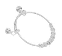 Holibanna Adjustable Bangle with Bell and Heart Charm Lightweight Jewelry for Newborns Comfortable Silver Bracelet for Boys and Christening Birthday