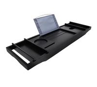 Holibanna Adjustable Black Bath Tray for Tub with Multi-compartment Storage and Non-slip Synthetic Material, Extendable Bathtub Organizer Rack for Bathroom Spa Use