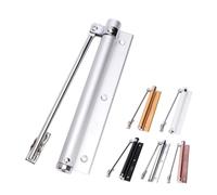 Holibanna Adjustable Concealed Automatic Door Closer Buffer for Home Use Lightweight Aluminum Spring Hinge Fits Wood Interior Doors Up to Easy Installation Silver Finish