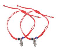 Holibanna Adjustable Evil Eye Rope Bracelets Unique Fashion Hand Lightweight for Women 2pcs Red String Bracelets with Glass Beads Suitable for Holiday and Work