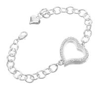 Holibanna Adjustable Heart Photo Locket Bracelet for Women Elegant Rhinestone Memory Keepsake Link Bangle with Openable Alloy Heart Frame Sentimental Charm Jewelry for Mother's Day
