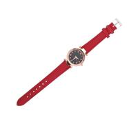 Holibanna Adjustable Red Leather Women Wrist Watch with Roman Dial and Multi-Faceted Glass Surface, Lightweight and Easy to Take, for Holidays and Birthday Gifts