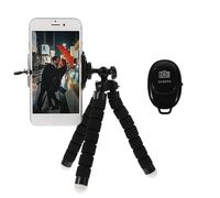 Holibanna Adjustable Stainless Steel Camera Tripod and Phone Triangle Bracket with Remote Control and Clip, Compact Octopus Design for Mobile Photography and Video Recording, Black