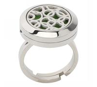 Holibanna Adjustable Stainless Steel Open Ring 20mm Hollow Unisex Diffuser Jewelry for Men and Women Essential Oil Accessory