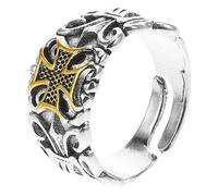 Holibanna Adjustable Vintage Men’s Jewelry Ring Open Cross Design Retro Style Punk Adjustable Band for Teen Boys and Men