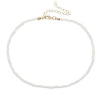 Holibanna Adjustable White Seed Bead Necklace Set 2Pcs Beaded Collar Choker Beach Jewellery for Women Boho Style